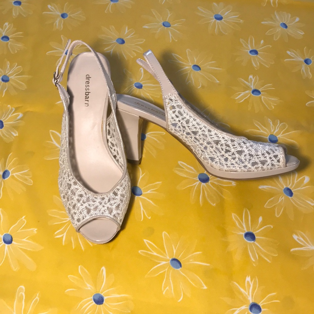 White Lacy Heels